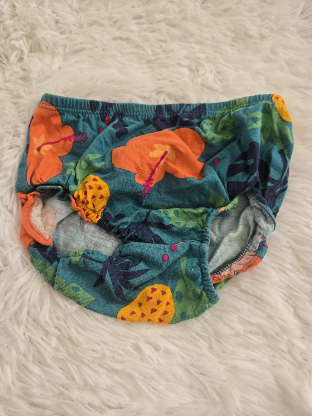 Carter's Teal Floral Ruffle Diaper Cover Set with Orange Flowers